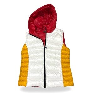 United Colors Of Benetton Red, White, and Yellow Puffer Vest